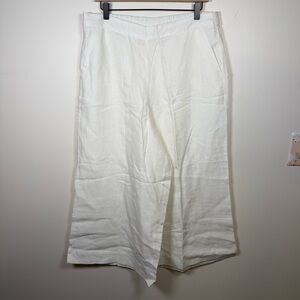 Sold — Chicos Women’s Wide Leg Crop Culotte 100% Linen Pants White Size 14 Beach